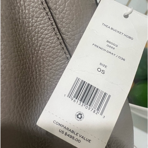 NWT Tory Burch Thea Pebble Grey Bucket Hobo Bag - Picture 3 of 7
